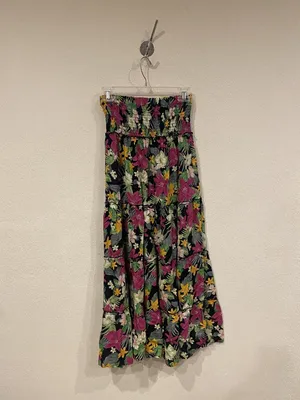 Lulus Tropical Trends Skirt Womens XS Multicolor Floral Smocked Maxi thumbnail 5