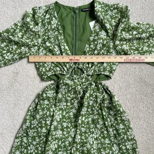 Abercrombie & Fitch Long Sleeve Cutout Mni Dress Green Floral Boho Size Small thumbnail 7