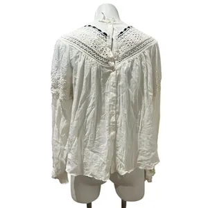 Free People Abigail Victorian Eyelet Top Ivory Blouse Size M thumbnail 4