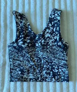 Move Theology Blue & White Marble Print Cropped Tank Top thumbnail 1