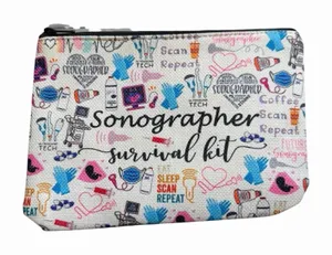 Sonographer Survival Kit Makeup Bags Set of 2 Ultrasound Tech Gift Pouches thumbnail 1