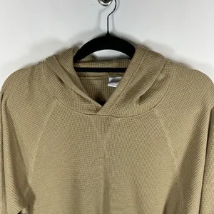 Aritzia‎ Tna Long Sleeve Waffle Knit Thermal Tan Hooded Shirt Women's Small thumbnail 2