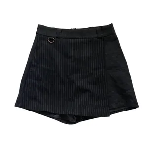 Princess Polly Black Everly Pinstripe‎ Skort Asymmetrical Wrap Front D-Ring 6 thumbnail 3