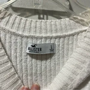 Hollister Womens Cropped Pullover Long Sleeve Knit Sweater‎ White Size Large thumbnail 4