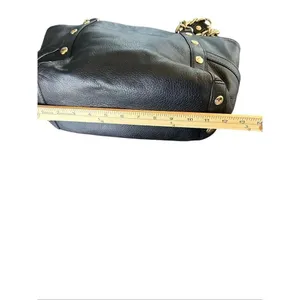 Michael Kors Delancy Shoulder Tote Bag Black Gold Pebbled Leather thumbnail 5