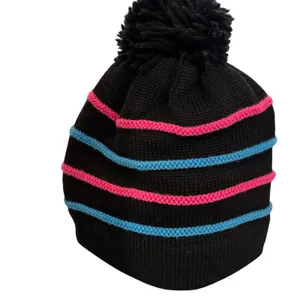 VTG 80s Hermans Wool Ski Hat Neon Pom Pom Beanie Apres Ski Gorpcore Streetwear thumbnail 2
