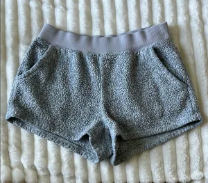 Aerie Cozy Gray Sherpa Shorts thumbnail 1