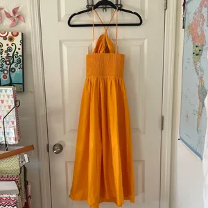 Banana Republic - POPLIN HALTER MIDI DRESS Turmeric Spice Size Small NWOT thumbnail 6