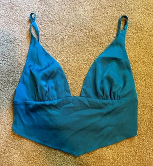 Garage Blue Satin Crop Tank Top thumbnail 1
