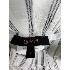 Quince Linen Pants Striped Small White Black Elastic Waist Pockets Sustainable thumbnail 11