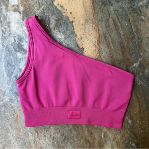 Bo+Tee One Shoulder Sports Bra Women’s Size Medium Pink thumbnail 8