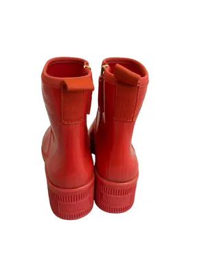 Kate Spade Bold Orange Rain Boots Casual Bright Orange Patent Rubber Size 9 thumbnail 4
