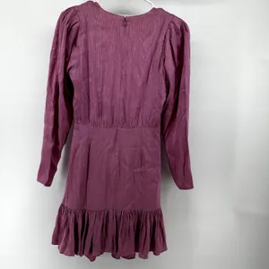 Elliatt Rita Dress Satin Textured Ruffle Mini Deep V Trim Fitted Pink XS thumbnail 5