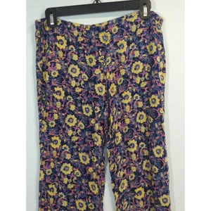 Billabong Multicolor Pull On Floral‎ Pants Womens LARGE Bohemian thumbnail 2