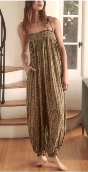 Intimately Free People Rule The World Floral Maxi Jumpsuit in Fern Combo Large thumbnail 1