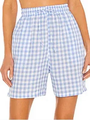 Frankies Bikinis Lou High Waist Gingham‎ Shorts in Bluebell Size XS thumbnail 11