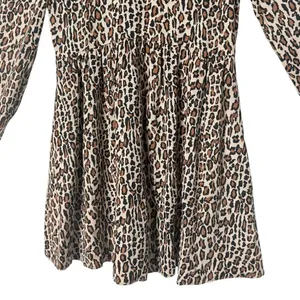 ZARA Leopard Print Babydoll Mini Dress Size S Skater Brown Animal Print Indie thumbnail 7