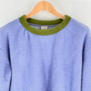 Maeve Anthropologie Sweater Women's M‎ Boxy Ringer Oversized Fuzzy Purple Green thumbnail 4
