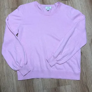 J.Crew Pink Cotton Cashmere Puff Sleeve Crewneck Sweater Medium thumbnail 1