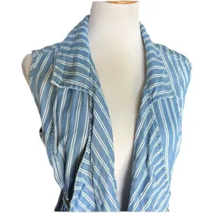 Womens Altard State Sleeveless Open Front Tie Waist Chambray Vest Poncho - Sz M thumbnail 2