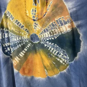 Vintage Belma New York Tie Dye Blue Yellow Top Women’s One‎ Size Boho Hippie thumbnail 4