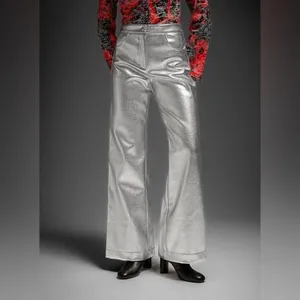 LAAGAM Metallic Wide Leg High‎ Rise Pants NWT Size XXS thumbnail 14