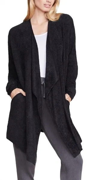Barefoot Dreams Cozychic Lite Black Open Front Cardigan, Size S/M thumbnail 1