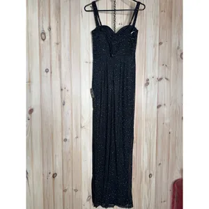 NWT Lulus A-Lister Black Rhinestone Bustier Maxi Dress Glam Cocktail Party Sz S thumbnail 6