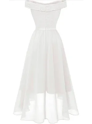 NEW Lace Chiffon Long Dress Off The Shoulder Formal 2X thumbnail 5