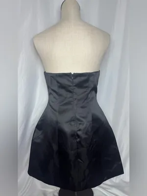 Commence Black Satin gothic Formal elegant Strapless Short Dress Minimalist M thumbnail 6