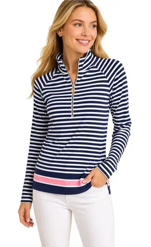 Lilly Pulitzer Striped Half Zip Pullover Sweatshirt thumbnail 1