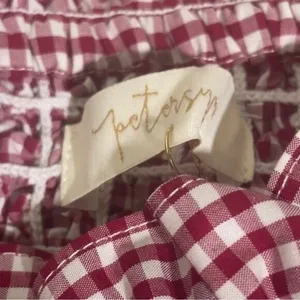Petersyn Mini Benson Dress XS Smocked Off Shoulder Gingham Cotton NWT thumbnail 7