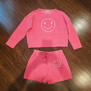 Pink Smiley Face Crew Neck Sweatshirt Size L thumbnail 2