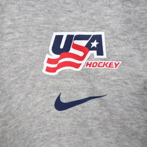 Nike Women Phoenix Crop QTR Zi USA Hockey Grey Fleece Pullover Large thumbnail 4