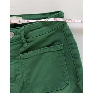 Zara Womens Green Straight Leg Cropped Pants Size 4 Raw Hem Patch Pocket Utility thumbnail 5