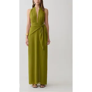 Meshki Maxi Dress Halter Gianna Size S Olive Green thumbnail 8