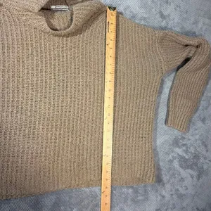 Anthropologie Medium Beige Chunky Knit Mock Neck Sweater Oversized Boxy Pullover thumbnail 7