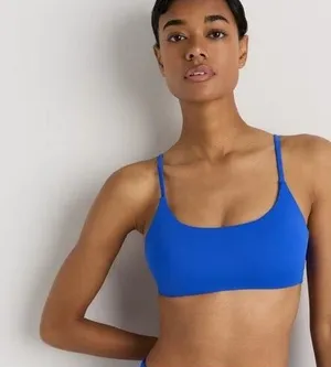New Quince Italian Scoop Neck Bikini Top Electric Blue Size Medium thumbnail 1