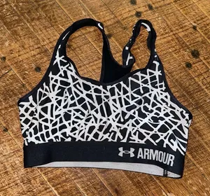 Under Armour black & white abstract strappy XS sporty bra thumbnail 1