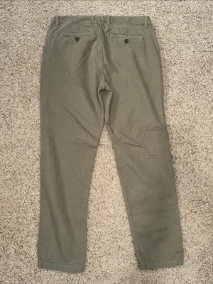 Zara Women’s Cotton Khaki Chino Pants Size 31 | Olive Green Ankle Length thumbnail 2
