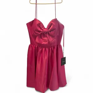 Mac Duggal Pink Mini Dress Bow Size 6 Present Sexy Cute Elle Rush Date Dance NWT thumbnail 3