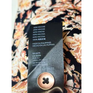 Anthropologie Floral Tapered Pants Womens 4 Black Orange Ankle Zip Boho Casual thumbnail 8