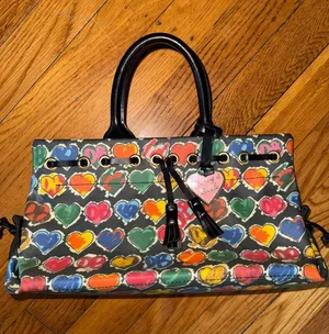 Dooney & Bourke colorful Hearts Print Tote Handbag Multicolor NO STRAP thumbnail 1