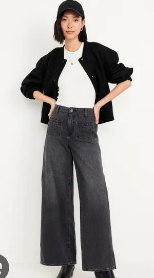 Old Navy Baggy High Waisted Wide Leg Trouser Jean thumbnail 1