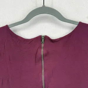 Alice + Olivia Top Womens‎ Sz S Peplum Short Sleeve Maroon Rayon Silk Blend READ thumbnail 9