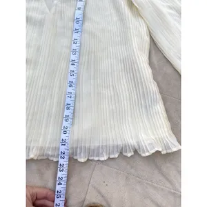 Topshop Boho Feminine Fairy Romantic Cream Pastel Pleated Sheer Neckline Blouse Size 8 thumbnail 10