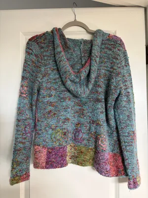 90s Y2K Patchwork Knit Hoodie Cardigan Multiple Size M thumbnail 2