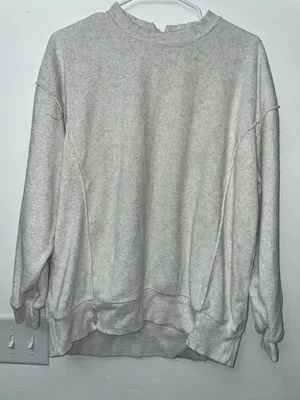 Aerie Oversized Sweatshirt XXS Light Gray Cozy Lounge Pullover Soft thumbnail 1