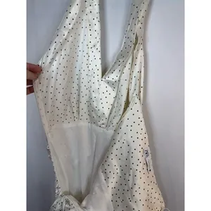 Zara Dress Womens Size S Ivory Polka Dot Halter Ruched Bodycon Midi thumbnail 7
