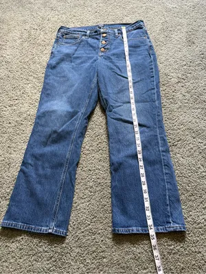 J. Crew Mid Rise Flare Crop Jeans Womens Size 29 Button Fly Cotton Stretch Denim thumbnail 3